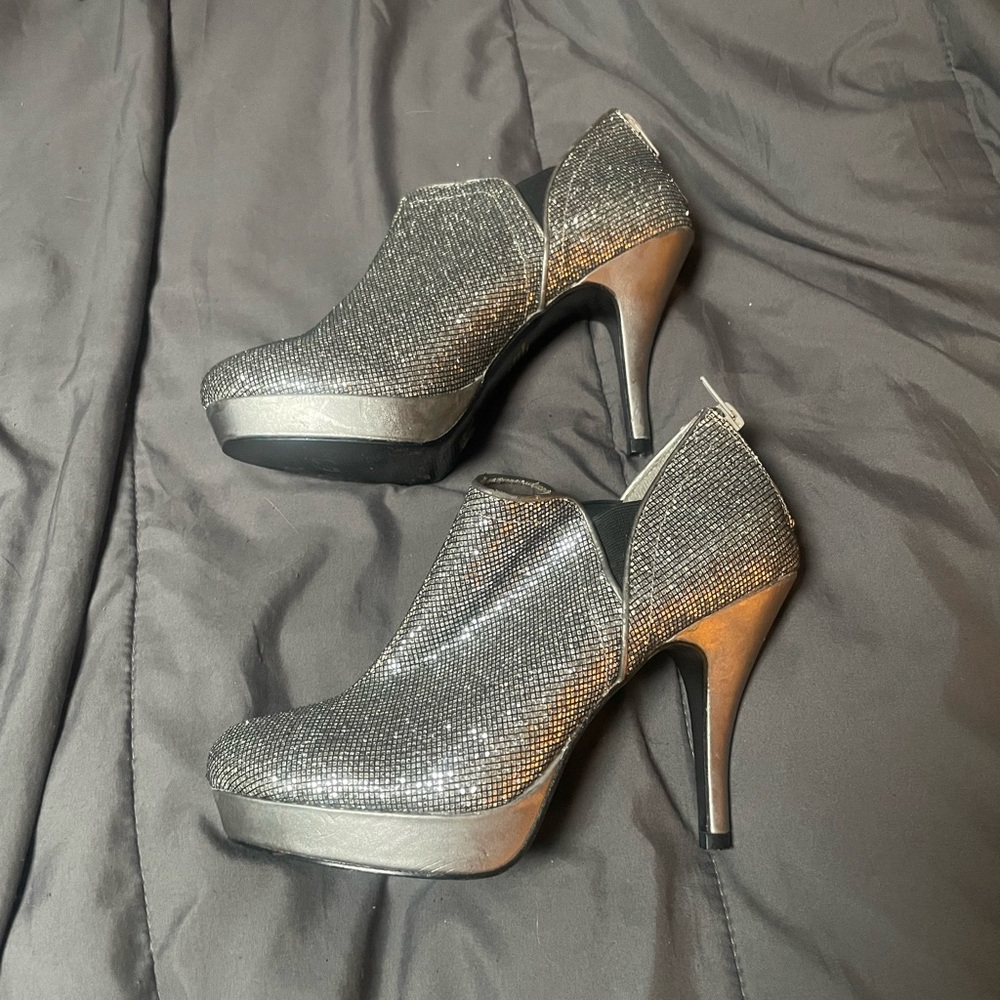 Unlisted Shimmering Silver High Heel Booties